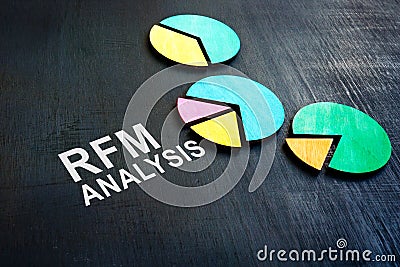 RFM Recency, Frequency, Monetary Analysis words and business charts. Stock Photo