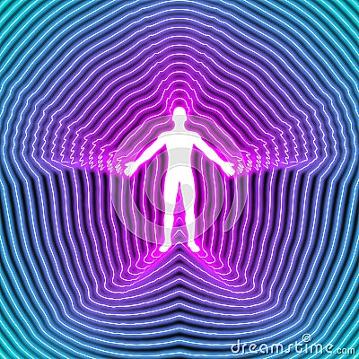 Human body soul aura concept chakra vital energy qi meditation Stock Photo