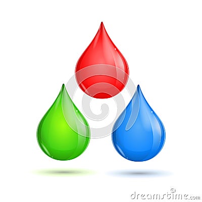 RGB Glossy Paint Drops. Vector Vector Illustration