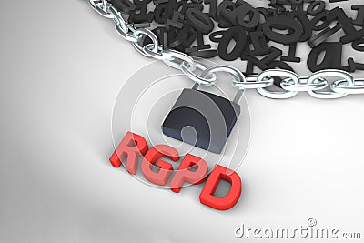 RGPD, Spanish and Italian version version of GDPR: Regolamento generale sulla protezione dei dati. Concept 3d rendering Stock Photo