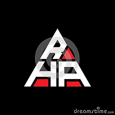 RHA triangle letter logo design with triangle shape. RHA triangle logo design monogram. RHA triangle vector logo template with red Vector Illustration