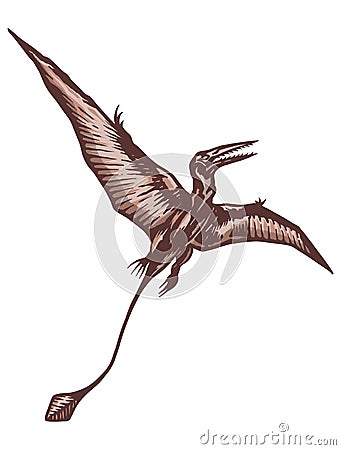 Rhamphorhynchus dinosaur - hand drawn vector illustration Cartoon Illustration