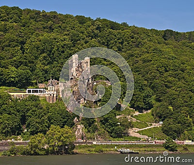 Rheinstein castle in famous rhine valley Stock Photo