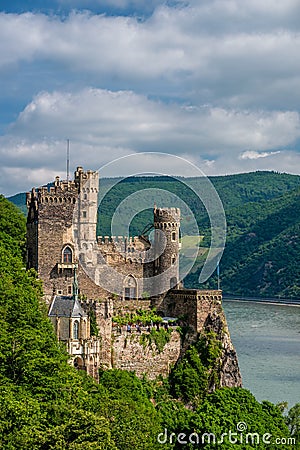 Rheinstein Castle at Rhine Valley Rhine Gorge in Germany Stock Photo