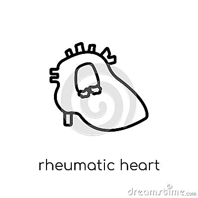 Rheumatic heart icon. Trendy modern flat linear vector Rheumatic Vector Illustration