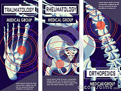 Rheumatology, Orthopedics and Traumatology Banner. Vector Illustration