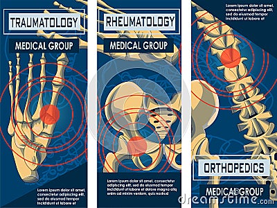 Rheumatology, Orthopedics and Traumatology Banner. Vector Illustration