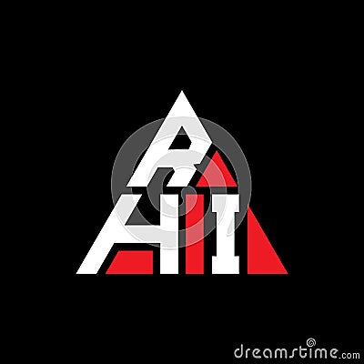 RHI triangle letter logo design with triangle shape. RHI triangle logo design monogram. RHI triangle vector logo template with red Vector Illustration