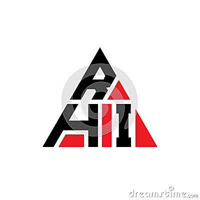 RHI triangle letter logo design with triangle shape. RHI triangle logo design monogram. RHI triangle vector logo template with red Vector Illustration