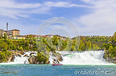 Rhine Falls Europes largest waterfall panorama Neuhausen am Rheinfall Switzerland Stock Photo