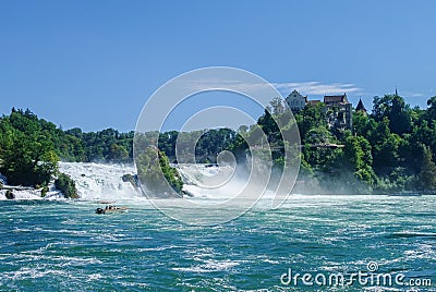 The Rhine Falls is the largest waterfall in Europe, Schaffhausen, Switzerland. Stock Photo