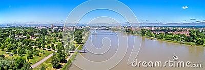 The Rhine between the French city of Strasbourg and the German town of Kehl Stock Photo