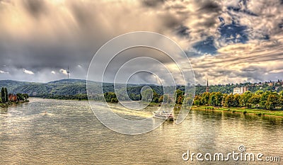 Rhine river near Koblenz Stock Photo