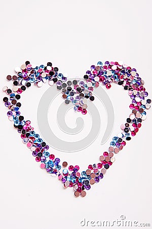 Rhinestone fashion background. Heart shape Stock Photo