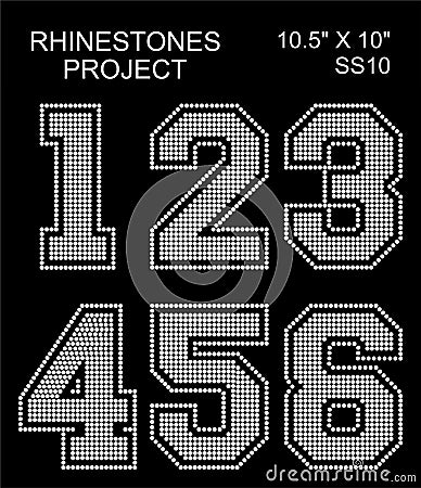 rhinestone NUMBERING 1 - 6 Templates Vector Illustration