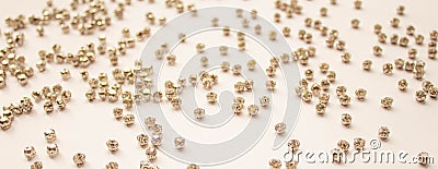 Rhinestones on a white background. Abstract background with white rhinestones. The concept of style and beauty. flat lay, top view Stock Photo