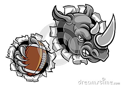 Rhino American Football Ball Breaking Background Vector Illustration