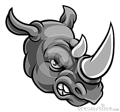 Rhino Angry Sports Mascot Vector Illustration