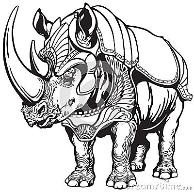 Rhino in the armor Vector Illustration