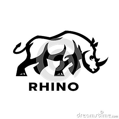 Rhino logo. Black and White style. Vector Illustration