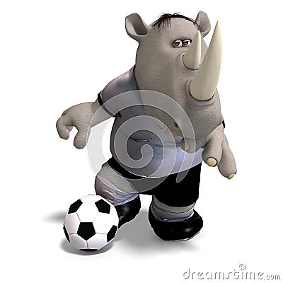 Rhino plays soccer / football Stock Photo