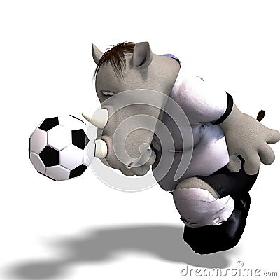 Rhino plays soccer / football Stock Photo