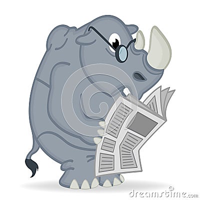 Rhino reading newspaper Vector Illustration