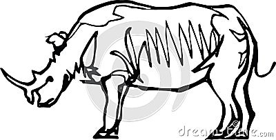 Rhinoceros. Africa, continuous line. Vector Illustration