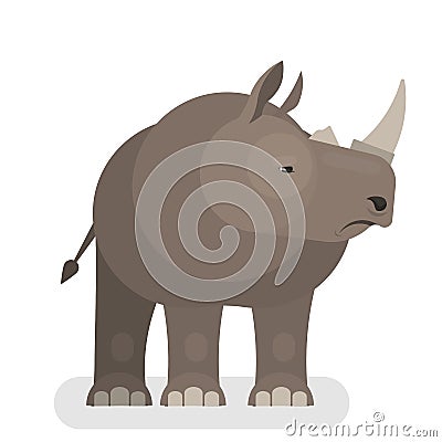Rhinoceros animal. Big wild african creature. Mammal Vector Illustration