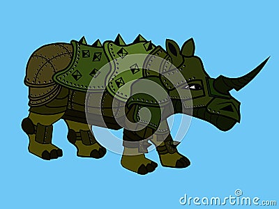 Rhinoceros in the armor Vector Illustration