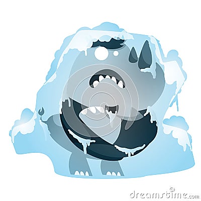 rhinoceros cartoon freezing. Vector illustration decorative design Vector Illustration