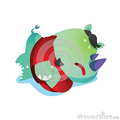 rhinoceros cartoon having stomach ache. Vector illustration decorative design Vector Illustration