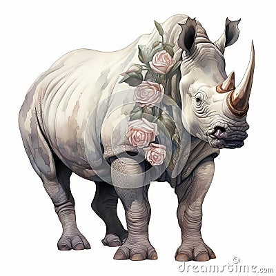 Rhinoceros In The Last Unicorn - Full Body And Isolated Stock Photo