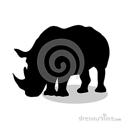 Rhinoceros mammal black silhouette animal Vector Illustration