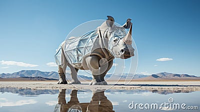 A rhinoceros standing in a desert Stock Photo