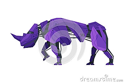 Rhinoceros Wild Animal Robot, Artificial Intelligence Robotic Animal Vector Illustration on White Background Vector Illustration