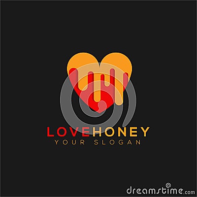The Love Honey Logo Vector Illustration