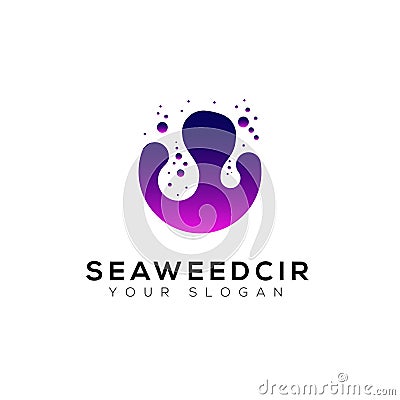 The Seaweed in Sea Logo Vector Illustration