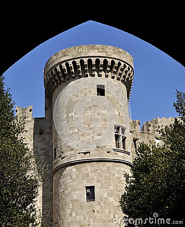 Rhodes castle turret Stock Photo