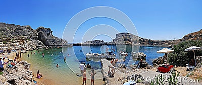 Rhodes Lindos Bay Editorial Stock Photo