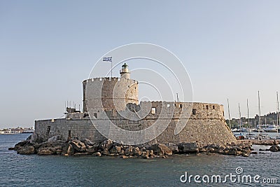 Rhodes Mandraki harbour, Greece Editorial Stock Photo