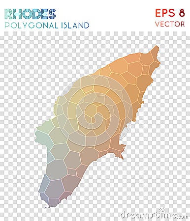 Rhodes polygonal map, mosaic style island. Vector Illustration