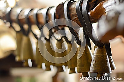 Rhodope bells. Traditional musical instrument in Bulgarian folklore. Stock Photo