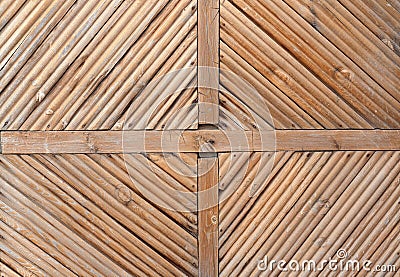 Rhomb pattern of the old wooden gate. Stock Photo