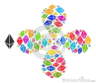 Rhombus Crystal Icon Multicolored Rotation Burst Vector Illustration