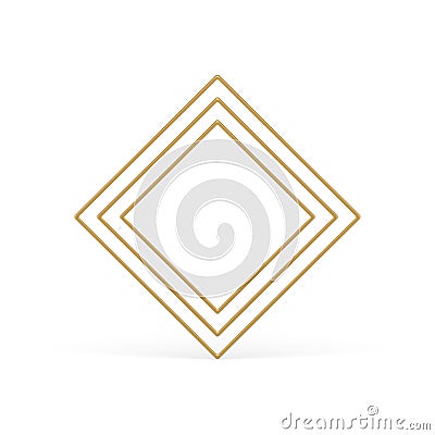 Rhombus golden level frame four side angular mathematical boundary edge 3d element realistic vector Vector Illustration