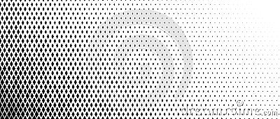 Rhombus gradient corner halftone texture. Diamond shape dot fading pattern. Abstract geometric particle vanish gradient Vector Illustration