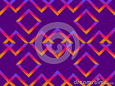 Rhombus seamless pattern with orange-purple blurred gradient. Abstract geometric background. Vector Vector Illustration