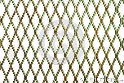 A rhombus shape green metal fence Stock Photo