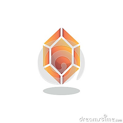 Rhombus Shaped crystal flat icon Vector Illustration